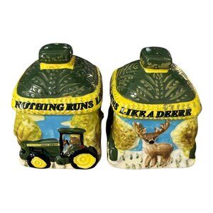 John Deere Ceramic Salt & Pepper Shaker Set by Gibson – “Nothing Runs Like a Dee